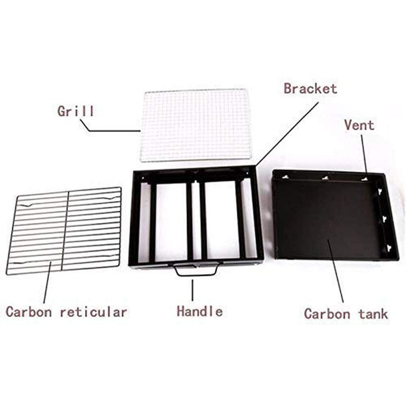 إسكدنيا موقد شواء لوميشن BBQ محمول فحم قابل للطي للشواء في الهواء الطلق من الفولاذ الكربوني الأسود بدون عصا - Image 5