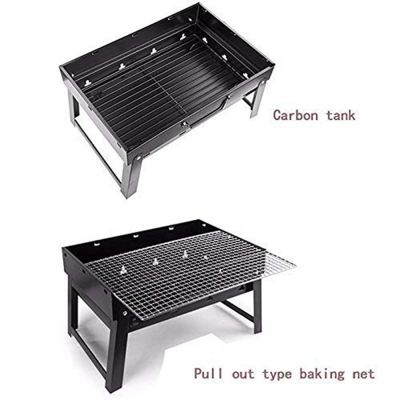 إسكدنيا موقد شواء لوميشن BBQ محمول فحم قابل للطي للشواء في الهواء الطلق من الفولاذ الكربوني الأسود بدون عصا - Image 3