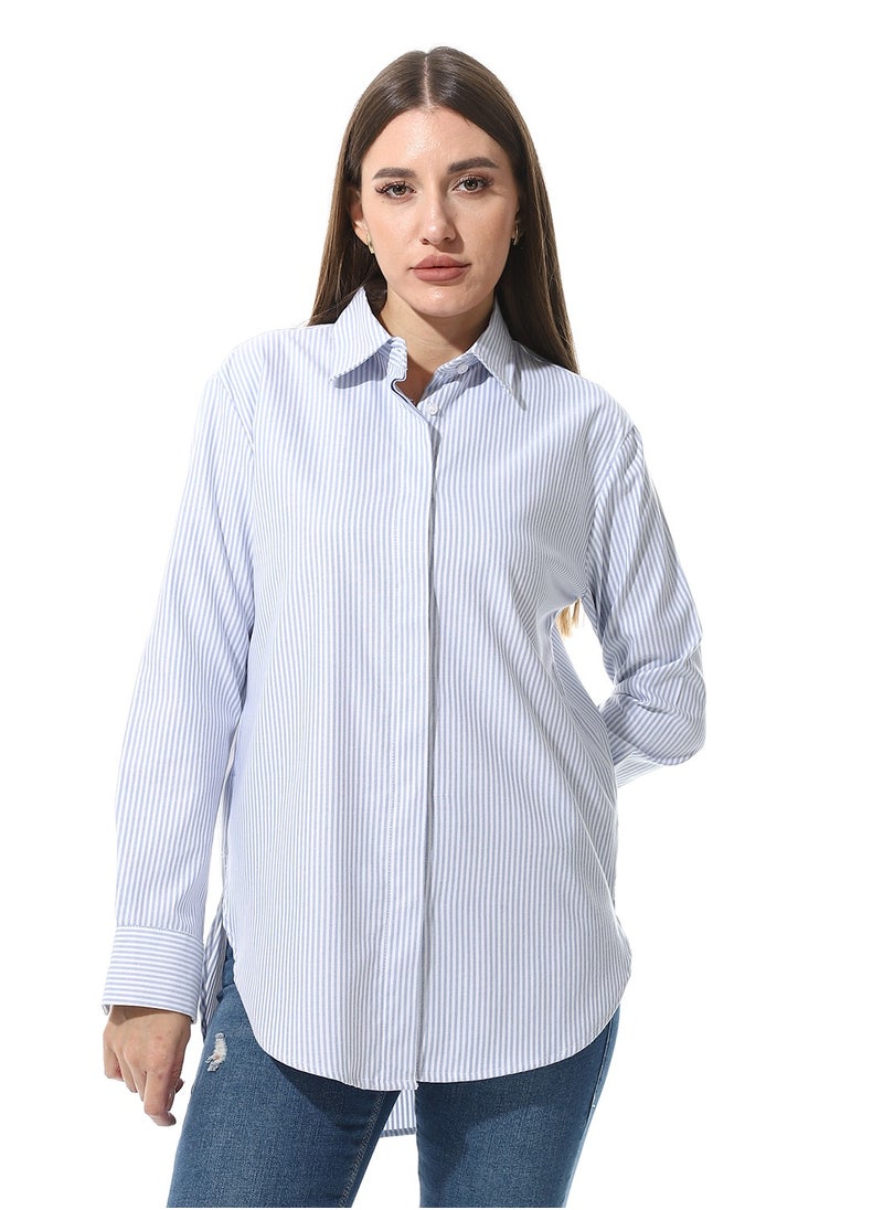Andora - Long Sleeve Striped Oxford Chemise - Image 1