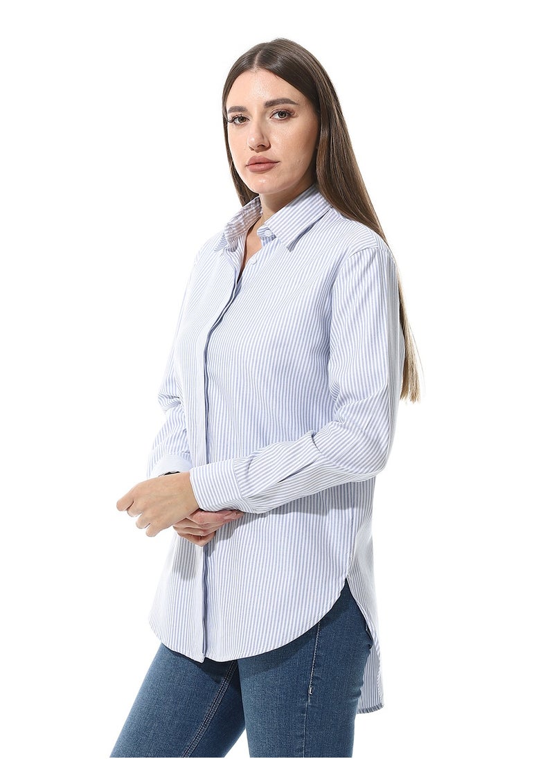 Andora - Long Sleeve Striped Oxford Chemise - Image 1