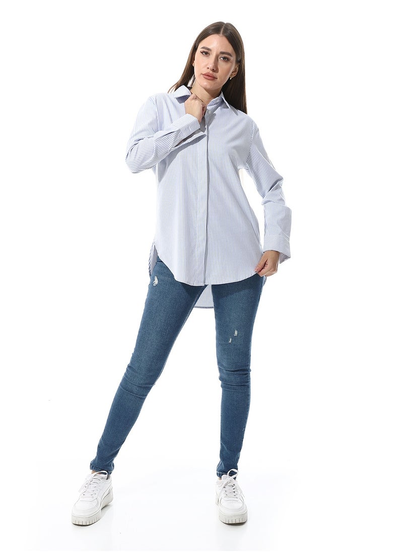 Andora - Long Sleeve Striped Oxford Chemise - Image 1