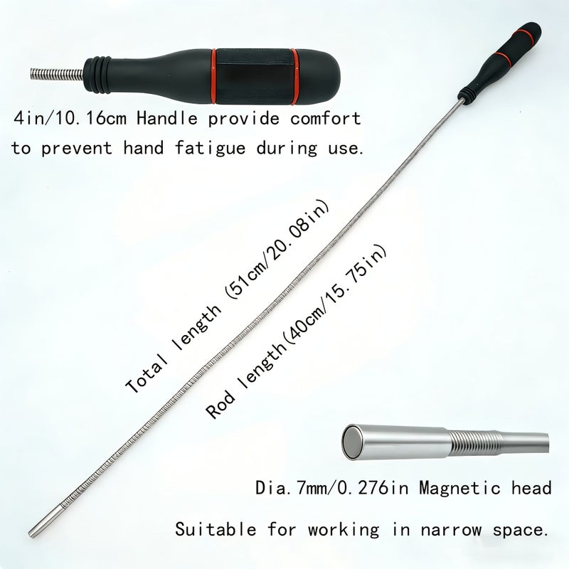 Flexible Magnetic Pick Up Tool Black Handle 21 Inch Bendable Long Shaft Retrieval For Narrow Spaces Home. - Image 2