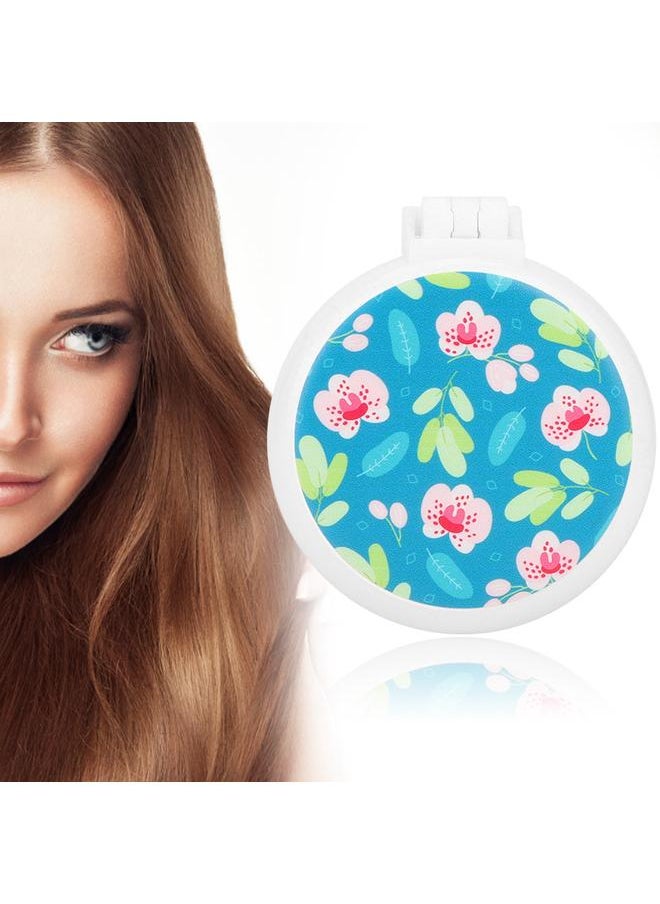 Portable Folding Comb Cute Print Pattern Massage Hair Comb with Mirror (Spring)