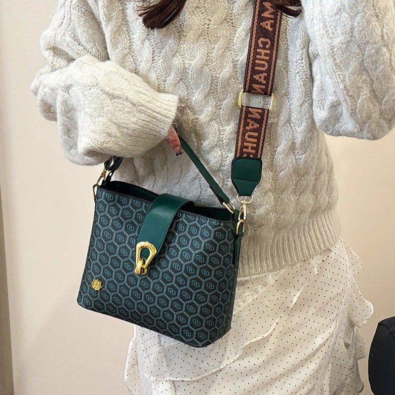 High-End Large Capacity Small Bag Women'S Trendy Fashionable Shoulder Crossbody Bag All-Match Portable Bucket Bag Printed - Image 5