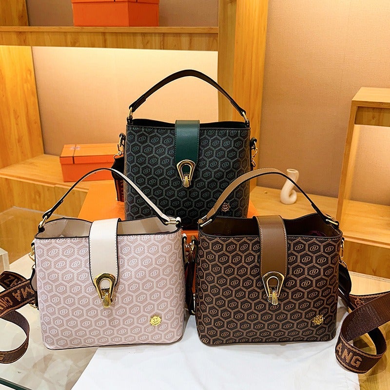 High-End Large Capacity Small Bag Women'S Trendy Fashionable Shoulder Crossbody Bag All-Match Portable Bucket Bag Printed - Image 3