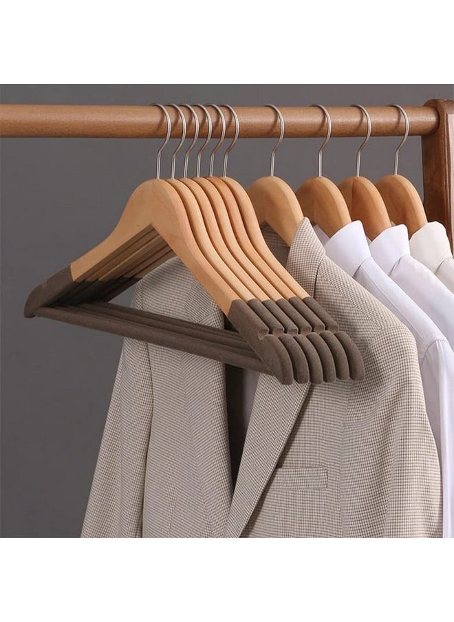 VIHAX VIHAX Wooden Hanger for Clothes Hanging | Hangers for Wardrobe and Cupboard | Non-Slip Bar | Precisely Cut Notches | 360 Degree Swivel Chrome Hook | Hanging Garments and Accessories (10)  - Image 1