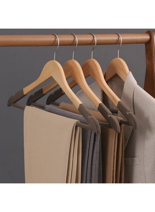VIHAX VIHAX Wooden Hanger for Clothes Hanging | Hangers for Wardrobe and Cupboard | Non-Slip Bar | Precisely Cut Notches | 360 Degree Swivel Chrome Hook | Hanging Garments and Accessories (10)  - Image 2