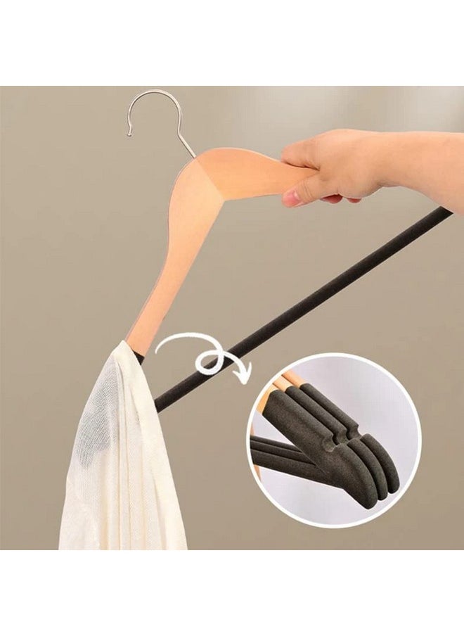 VIHAX VIHAX Wooden Hanger for Clothes Hanging | Hangers for Wardrobe and Cupboard | Non-Slip Bar | Precisely Cut Notches | 360 Degree Swivel Chrome Hook | Hanging Garments and Accessories (10)  - Image 4