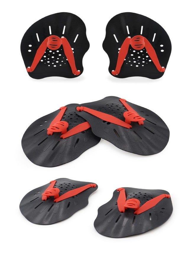 SAEKO Swim Training Hand Paddle for Men and Women Competitive Swimming Pool Exercise Hand Paddle Flat Gloves (Black, Red) - Image 2