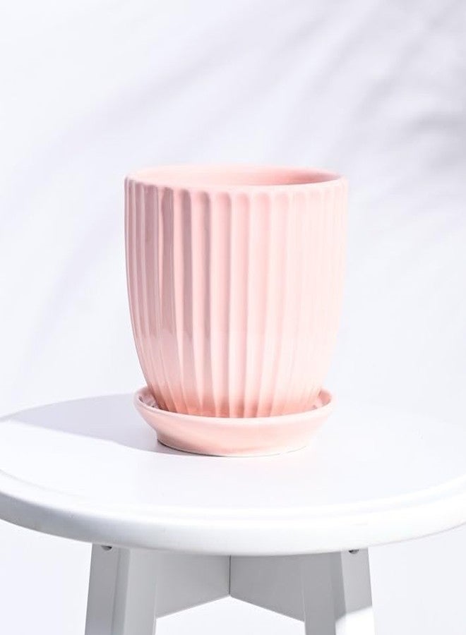 أوجاو وعاء سيراميك من يوغاو غريل للنباتات الداخلية - لون الخوخ (5 بوصات) - Image 1