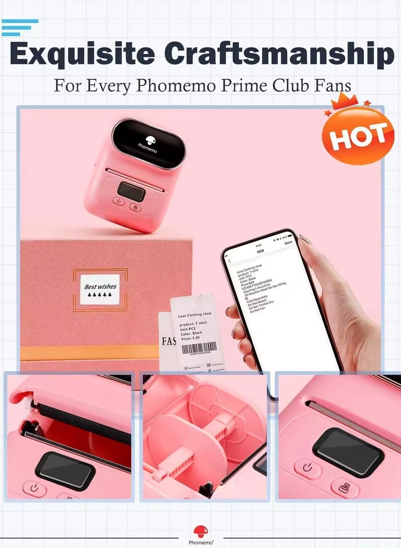 Phomemo M110 Label Maker Thermal Printer with 3 Roll Paper Pink - Image 5