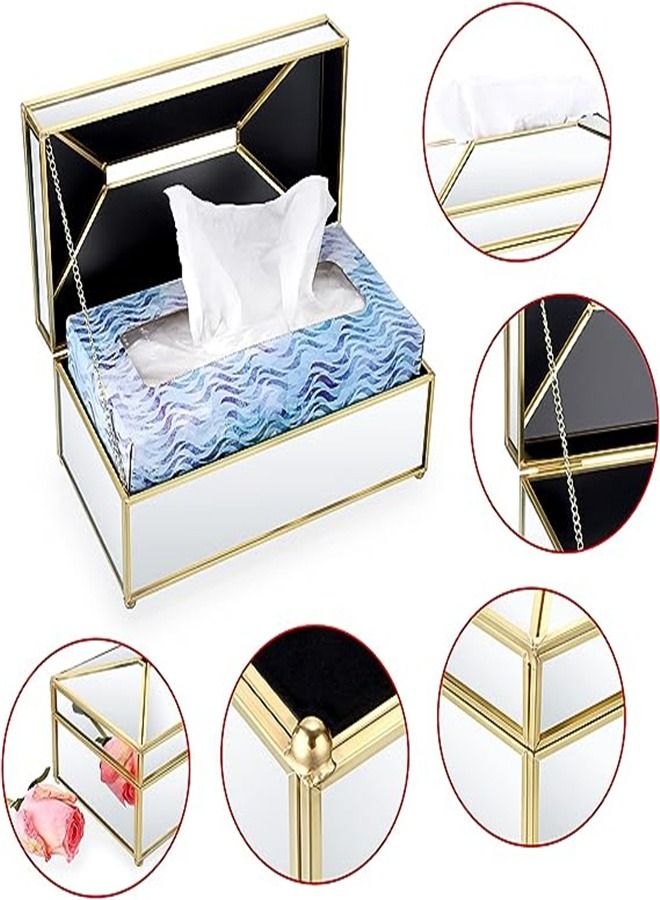 Goolsky Goolsky ectangular Mirror Glass Paper Tissue Box, Decorative Glass Napkin Storage Box, Facial Tissue Holder for Dresser, Bathroom, Bedroom, Home Decor, Office, Bar, Restaurant, Large - Image 4