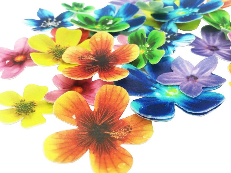 KOOTIPS Set of 30 Edible Cupcake Toppers Christmas Cake Topper Wedding Cake Birthday Party Food Decoration Mixed Size & Colour (Flower) - Image 5