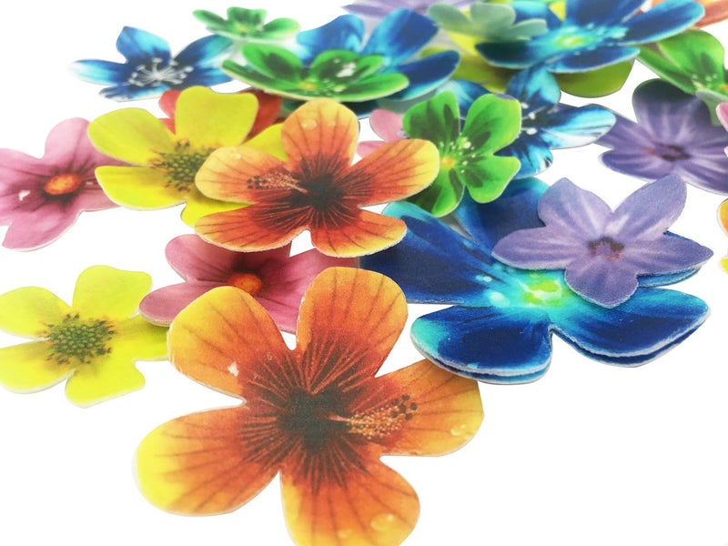 KOOTIPS Set of 30 Edible Cupcake Toppers Christmas Cake Topper Wedding Cake Birthday Party Food Decoration Mixed Size & Colour (Flower) - Image 2