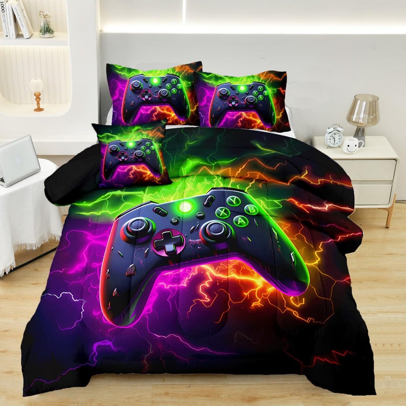 Askotu Full Gamer Bedding Sets For Boys Teen  4 Piece Full Size Gaming Comforter Set For Boys  Full Bedding Set For All Season - Image 1