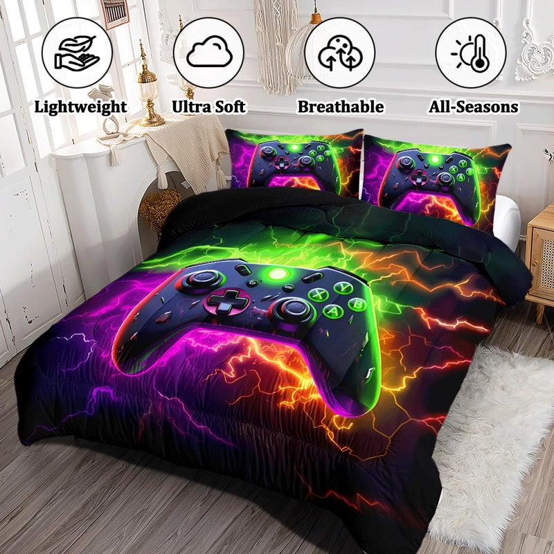 Askotu Full Gamer Bedding Sets For Boys Teen  4 Piece Full Size Gaming Comforter Set For Boys  Full Bedding Set For All Season - Image 3