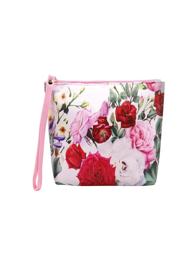 Ayaha PU Floral Print Makeup Pouch for Women, Stylish Pouches for Makeup Accessories & Travel Organiser, Cosmetic Pouch, Toiletry Make up Bag for Girls (Multi) - Image 1