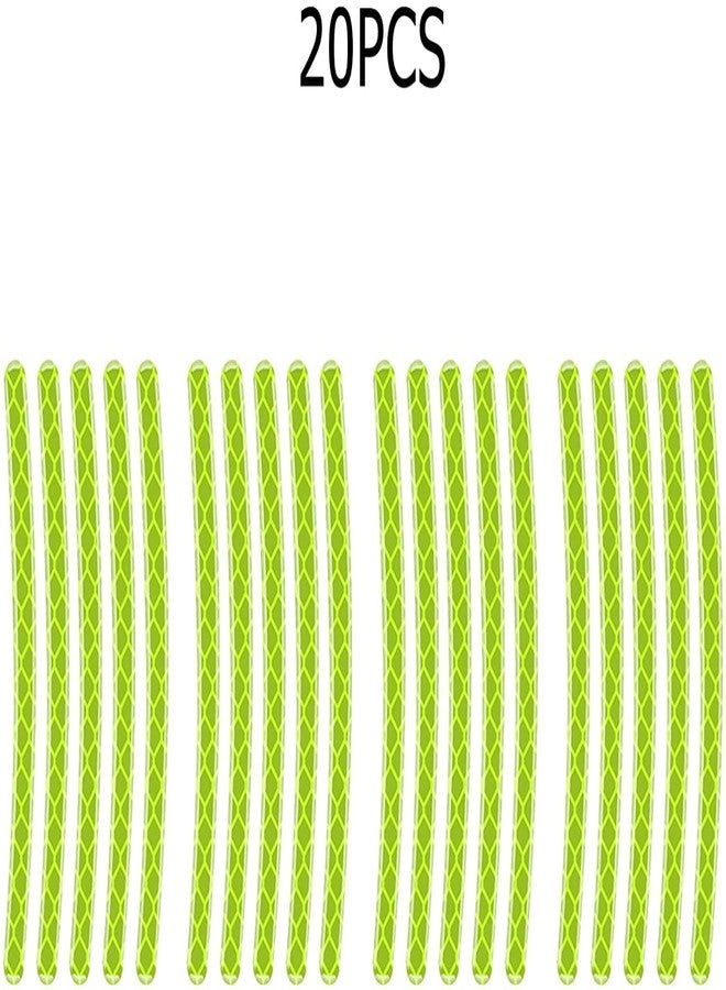 CarFrill Reflective Car Cycling Bike Bicycle Wheel Rim Sticker Reflective Strips Night Safety Decoration Warning Decal Stickers (20PCS Green) - Image 2
