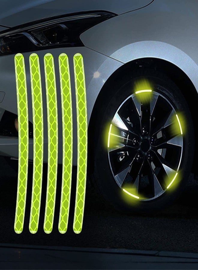 CarFrill Reflective Car Cycling Bike Bicycle Wheel Rim Sticker Reflective Strips Night Safety Decoration Warning Decal Stickers (20PCS Green) - Image 1
