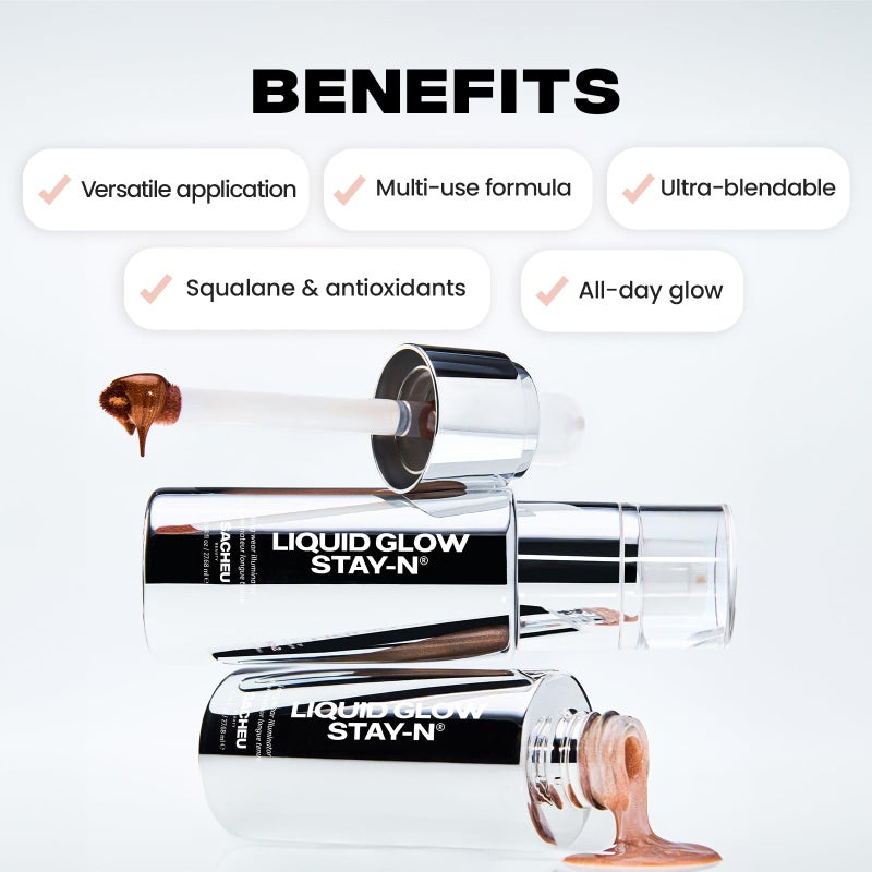 Sacheu Liquid Glow STAY-N Liquid Highlighter & Illuminator Makeup â€” 30ml Long Lasting Luminous Glow Lightweight Dewy Finish, Sun Beam - Image 3