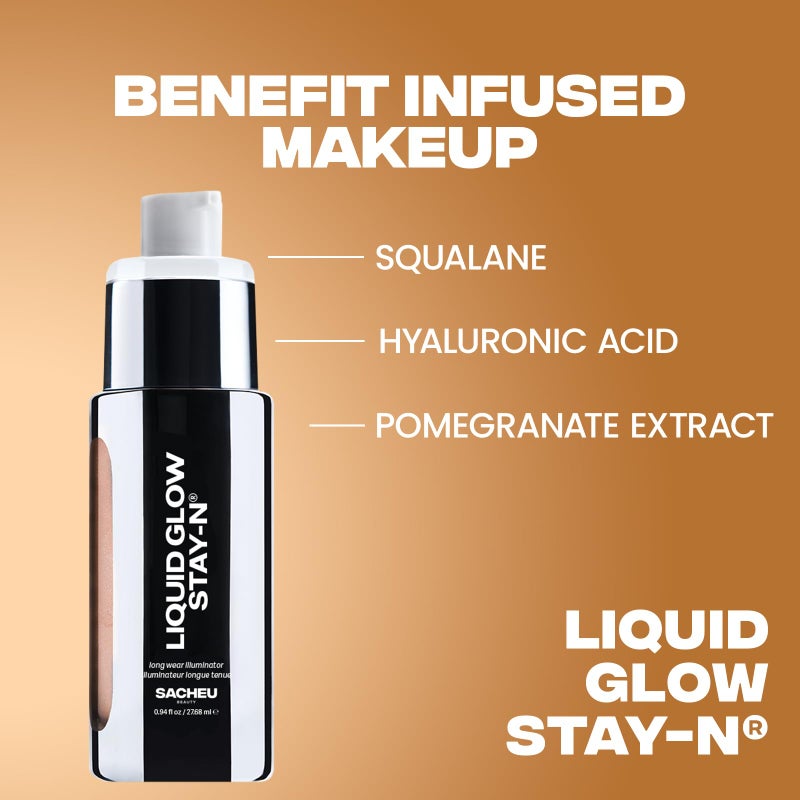 Sacheu Liquid Glow STAY-N Liquid Highlighter & Illuminator Makeup â€” 30ml Long Lasting Luminous Glow Lightweight Dewy Finish, Sun Beam - Image 4