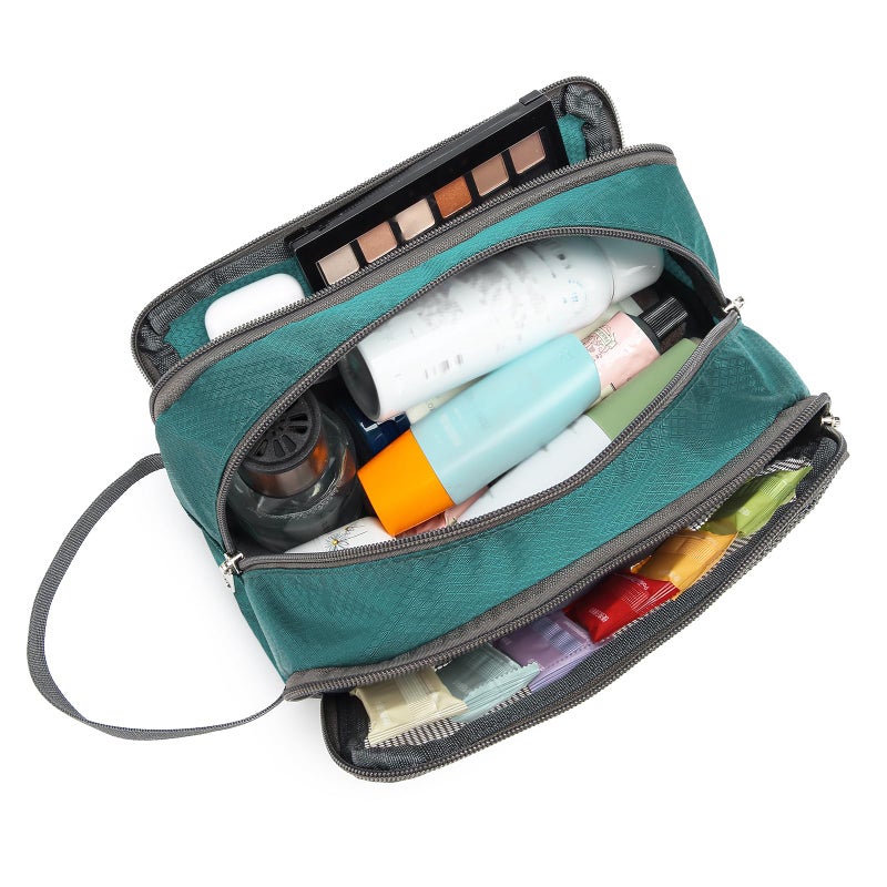 Yeiotsy Boys Toiletry Bag - Kids Travel Dopp Kit With Mesh Pockets, Compact Organizer For Gym, Camping, Hiking (Emerald Green) - Image 2
