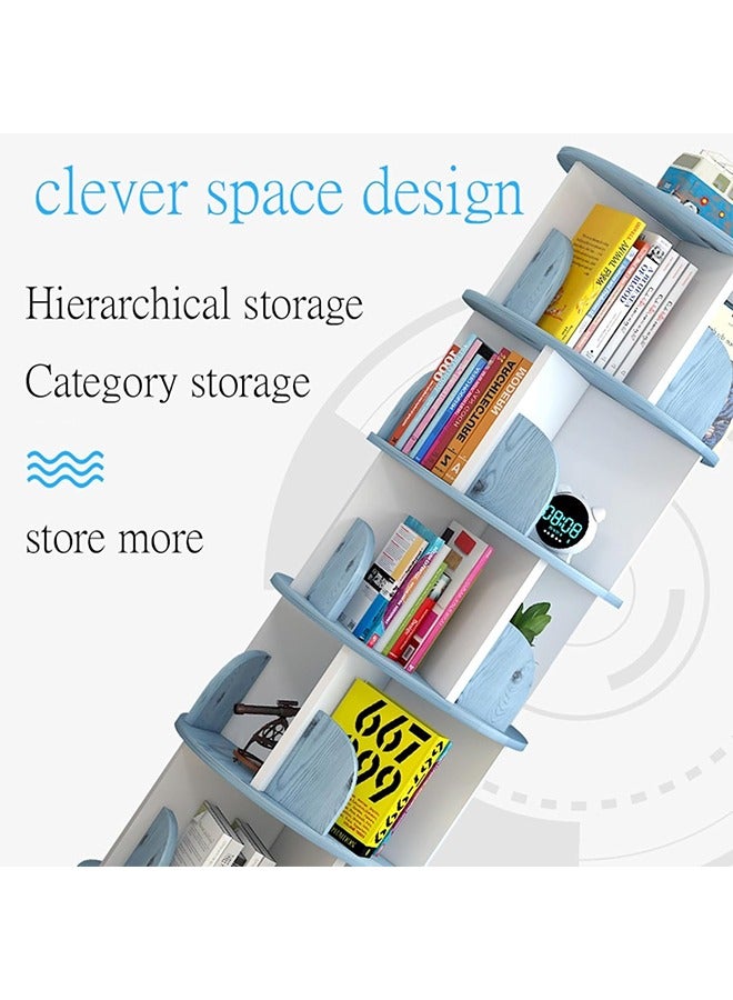 Rotatable Bookshelf, 360 Rotating Book Shelf with 5 Shelves, 5 tier Open Shelf Bookcase, Free Standing Bookrack for Home Bedroom Living Room Office Classroom Reading Corner