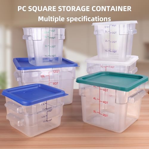 WELKOR 2 Pack RED Square Food Storage Container With Lid,Commercial Storage Box With Scale & Handle,Cake Making,Dough Marinating Meat,Kitchen Supplies (4 Quart) - Image 3