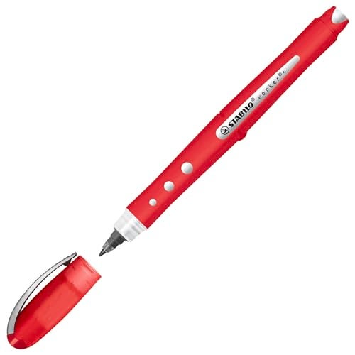 STABILO Rollerball worker+ colorful - Pack of 4 - Green, Red, Blue, Black, 0.5 mm Medium Tip, Non-Slip Grip, Smooth Writing - Image 3