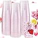 DaYammi 100 Pack 10oz Pink Plastic Cups Premium Disposable Rose Gold Glitter Plastic Cups for Martini and CocktailDisposable Cup with Pink Glitter Perfect for Party Valentines Day Mothers Day - Image 1