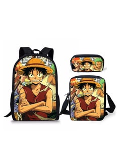 Cartoon anime backpack for primary and secondary school students, large capacity casual lightweight backpack, cartoon shoulder bag, pencil case, pencil case, and pencil case