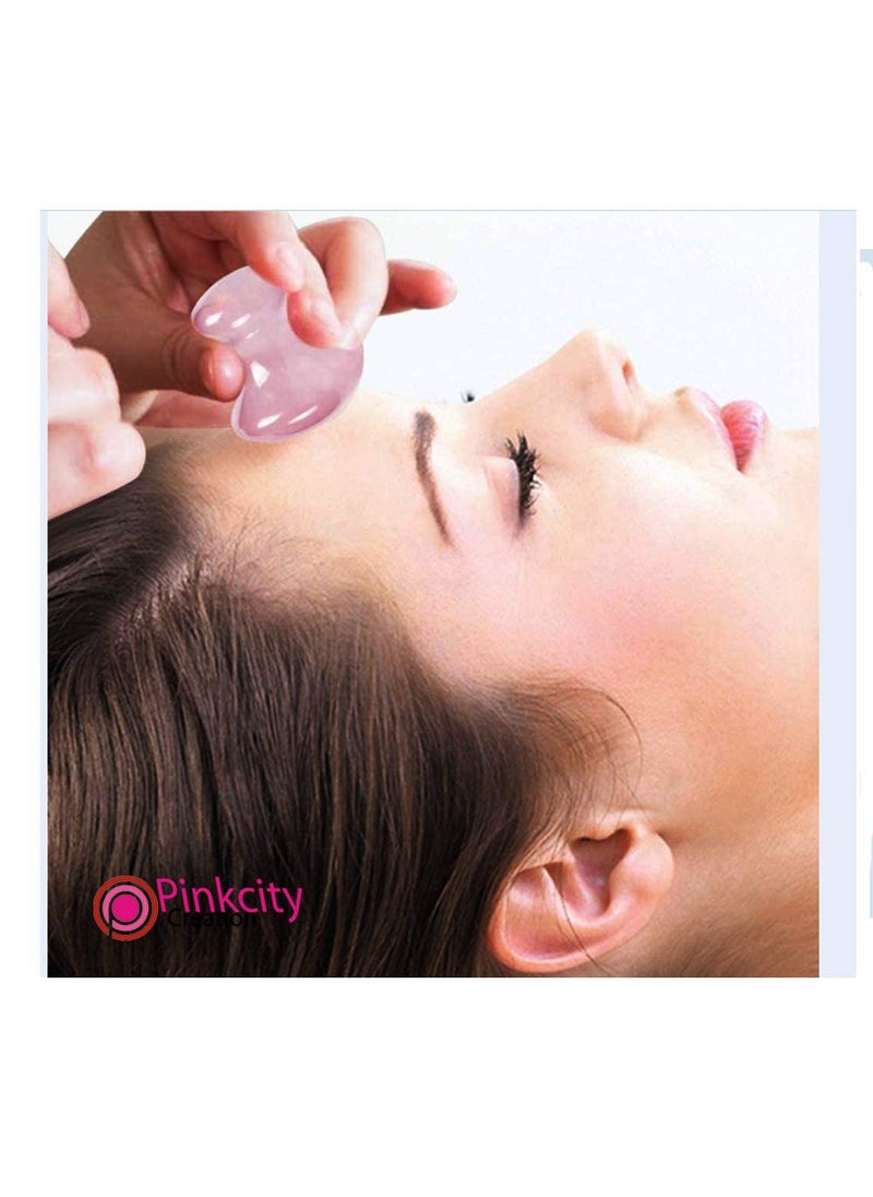 Pinkcity Creation PINKCITY CREATION Rose Quartz Gua Sha Board Natural Healing Stone GuaSha Tools for Facial Skincare AntiAging AntiWrinkles Lifting Your Face and Lymphatic Drainage  - Image 3