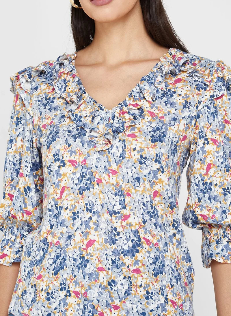Lauren Ralph Lauren Cuff Detail Lace Trim Top