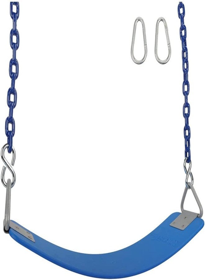 Shopster Kids Premium Flexible Swing Seat Heavy Duty 60" Chain Plastic Coated - Playground Swing Set Accessories with Snap Hooks-Blue - Image 1