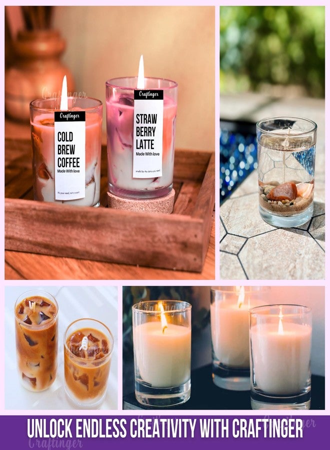 Craftinger DIY Candle Making Material Kit with 200g SOYA Wax Flakes, 200g Clear Gel Wax, 12 Wicks, Pigments, Wooden Sticks & Jar Stickers – Ideal for Crafting, Beginners & Handmade Candle Materials Adults Gift - Image 3