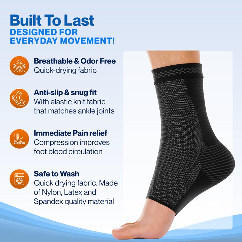 Modvel Foot & Ankle Brace Socks for Sprained Ankle Compression Sleeve - Plantar Fasciitis Relief Brace, Foot Support for pain Women & Men - Tendonitis & Arthritis Feet Sleeve, Stabilizing Ankles Wrap - Image 4