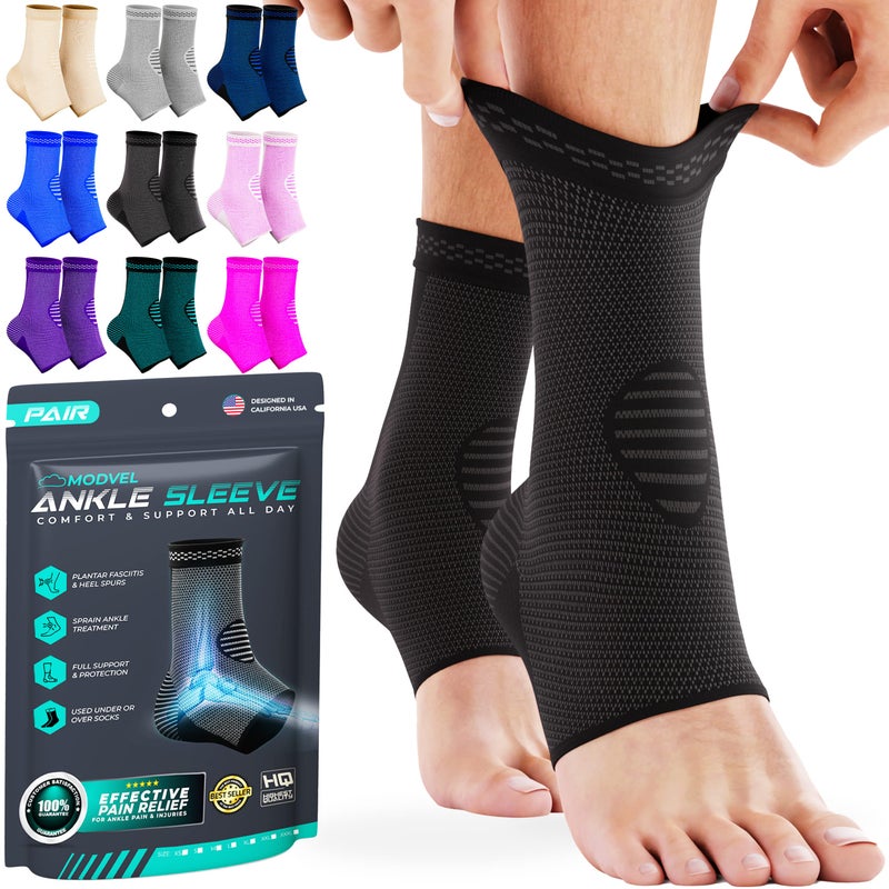 Modvel Foot & Ankle Brace Socks for Sprained Ankle Compression Sleeve - Plantar Fasciitis Relief Brace, Foot Support for pain Women & Men - Tendonitis & Arthritis Feet Sleeve, Stabilizing Ankles Wrap - Image 1