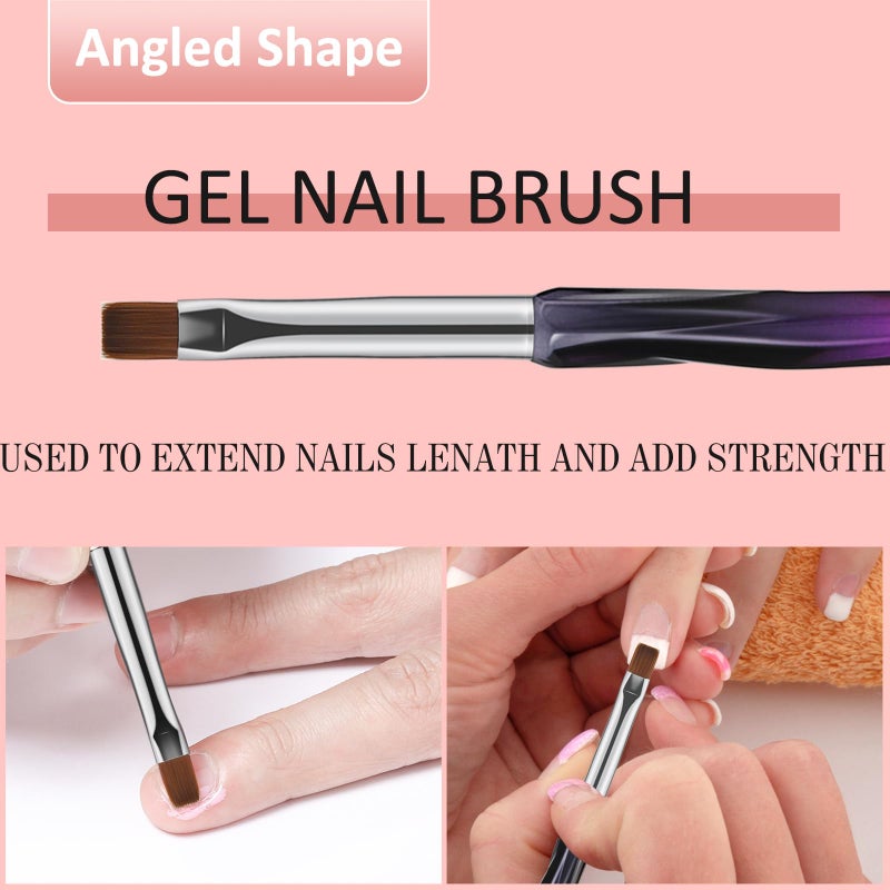 GEMSANVA Nail Art Clean Up Brushes,3PCS Nail Brush For Cleaning Polish Mistakes on the Cuticles,Flat/Oval/Fine Angled Gel Nail Brushes For Nail Art Design Painting and DIY Tools (BLACK PURPLE) - Image 4