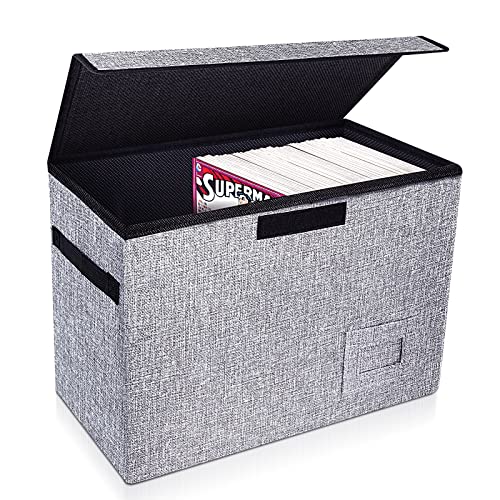 Leffis Comic Book Storage, Box 15.5" X 7.5" X 11.3", Collapsible Comic Short Box with Lids Holds 150 Comics Heavy Duty Comic Book Bin Container (1 pack, grey) - Image 1
