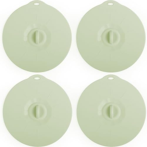 VEELAM 4 Pack 3.9" Silicone Lids for Cups Bowls Plates Pans, Microwave Splatter Cover, Kitchen Containers Lids Cover for Food Storage,Light Geen Mini - Image 1