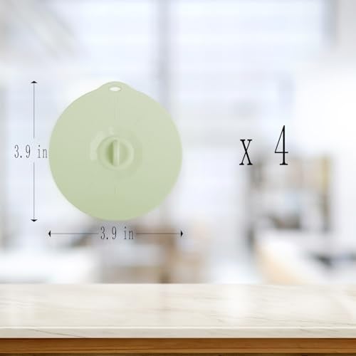 VEELAM 4 Pack 3.9" Silicone Lids for Cups Bowls Plates Pans, Microwave Splatter Cover, Kitchen Containers Lids Cover for Food Storage,Light Geen Mini - Image 3