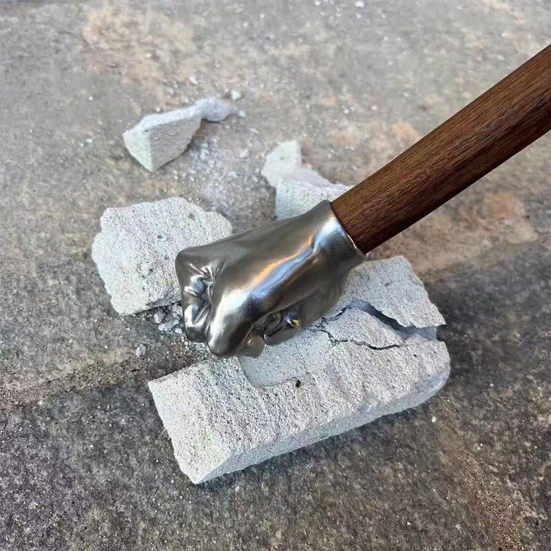 WOZWOZ Fist Hand Hammer 2 lbs Sledge Hammer Stainless Steel Solid Head Wooden Handle Crafts and Hardware Tools For Emergency Use Gardening Household Car Outdoor Camping - Image 2