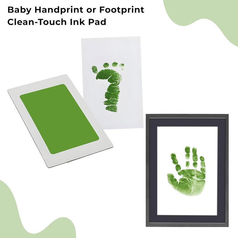 BEMBIKA Baby Finger Print and Footprint Kit inkpad for Kids, Safe and Non Toxic Ink Pad for Baby Foot Prints and Handprints - Light Green - Image 2