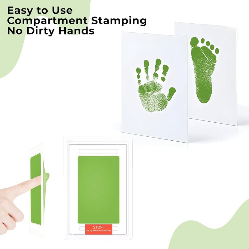 BEMBIKA Baby Finger Print and Footprint Kit inkpad for Kids, Safe and Non Toxic Ink Pad for Baby Foot Prints and Handprints - Light Green - Image 5