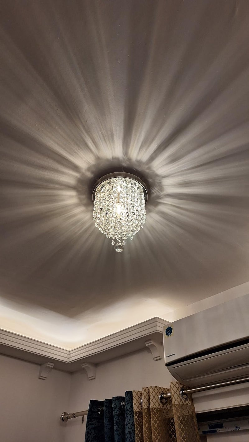 GANE-SHLIGHTS GL K9 Crystal Chandelier for Living Room Modern Ceiling Light Led Jhummer for Hall Hotel Resort Shop Temples, Office, Resort B1 (Warmwhite)(Size: W 23cm,H 30cm)(Small) - Image 3