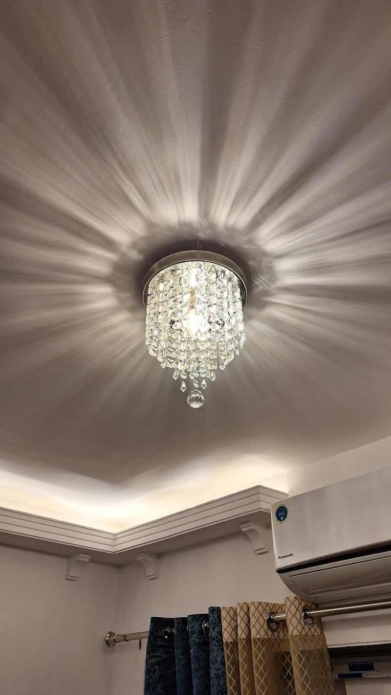 GANE-SHLIGHTS GL K9 Crystal Chandelier for Living Room Modern Ceiling Light Led Jhummer for Hall Hotel Resort Shop Temples, Office, Resort B1 (Warmwhite)(Size: W 23cm,H 30cm)(Small) - Image 2