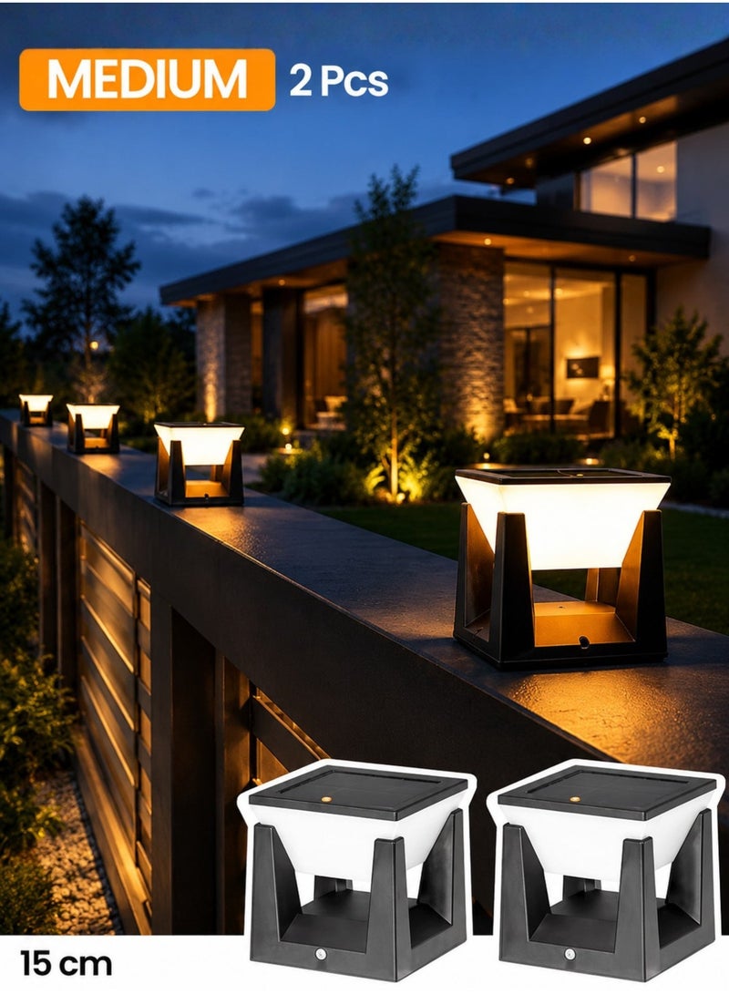 MODI 2 Pack Solar Post Cap Lights Outdoor – IP65 Waterproof LED Deck Pillar Lights, 3 Color Modes (3000K/4500K/6500K), Dusk to Dawn Solar Fence Lights for Gate, Garden, Patio, Lawn - Image 1