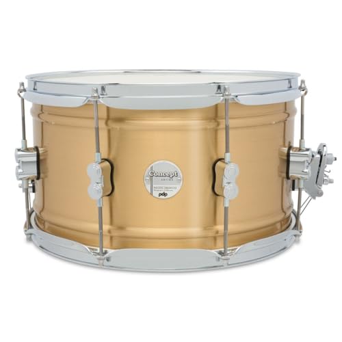 Pacific Drums Concept Series Metal Snare, 14" x 8" Brushed Brass, 1.2mm, Natural Satin - Image 1