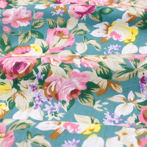 Hanjunzhao 14 Fat Quarters Bundle 18x22 inch - Pre-cut Cotton Quilting Fabric Squares - Quarter Yard Material -for Sewing, Quilting, Patchwork, and Holiday Halloween Christmas DIY Crafts -Retro Floral - Image 4
