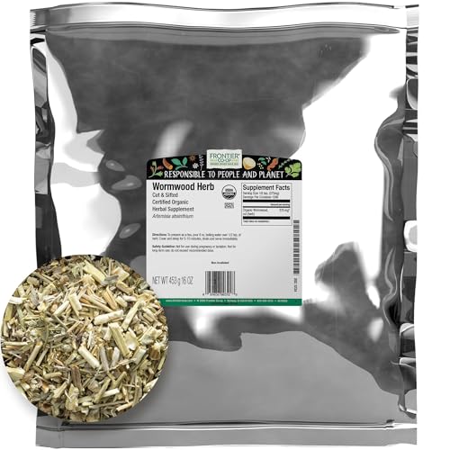Frontier Co-op Organic Wormwood Herb, 1lb Bulk Bag, Cut and Sifted - Artemisia Absinthium | Wormwood Tea and Herbal Uses, Kosher - Image 1